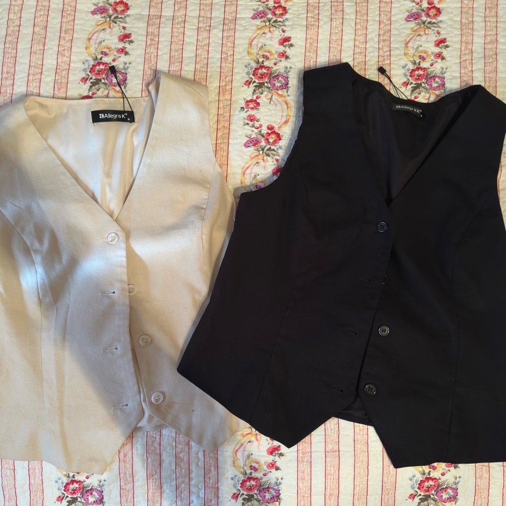 Black and Cream Button-Up Vests
These are brand new! I ordered the wrong size